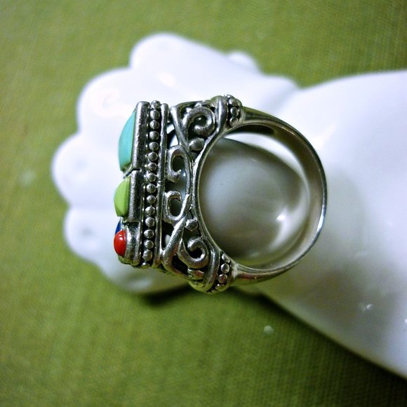 Vintage Sterling Southwest Ring sz 7 - Picture 6 of 7